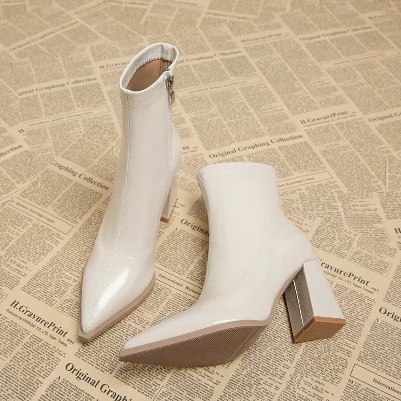 Pointed Toe High Heels Ankle Boots – Sexy Side Zip, Classic Daily Women’s Boots - Nxt Moda