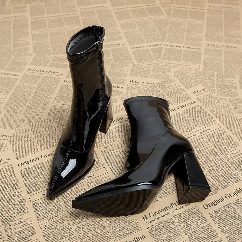 Pointed Toe High Heels Ankle Boots – Sexy Side Zip, Classic Daily Women’s Boots - Nxt Moda