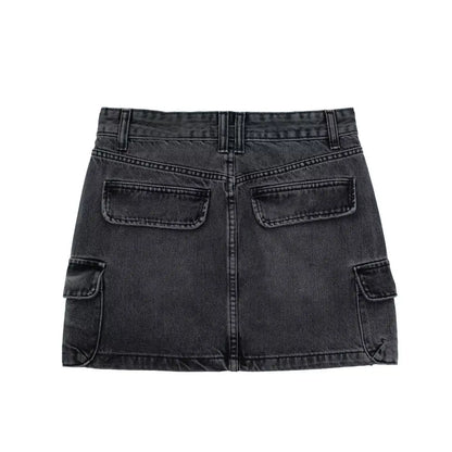 Denim Cargo Mini Skirt - Nxt Moda