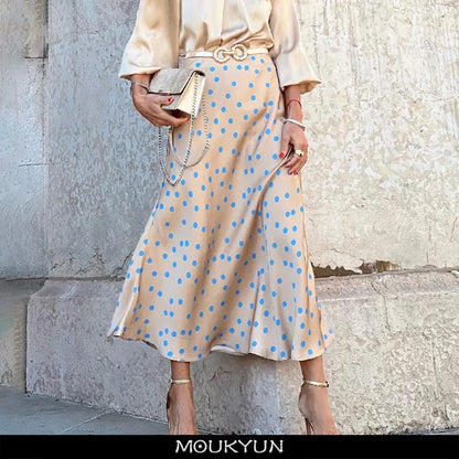 Moukyun Satin & Chiffon Printed Elegant Maxi Skirt - Nxt Moda