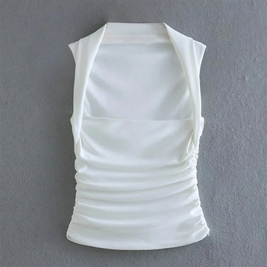 White Ruched Chic Top - Nxt Moda