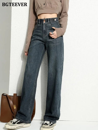 BGTEEVER Vintage Double Button Jeans - Nxt Moda