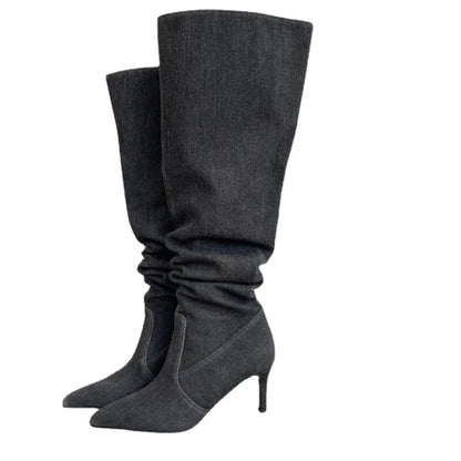 LYXLYH Denim Pointed Boots - Nxt Moda