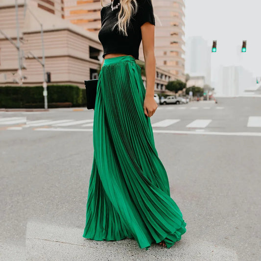 Stephanie Pleated A-Line Maxi Skirt - Nxt Moda