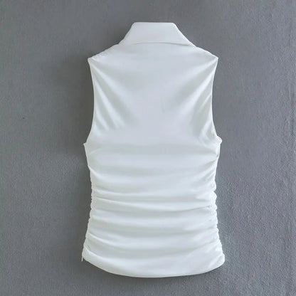 White Ruched Chic Top - Nxt Moda