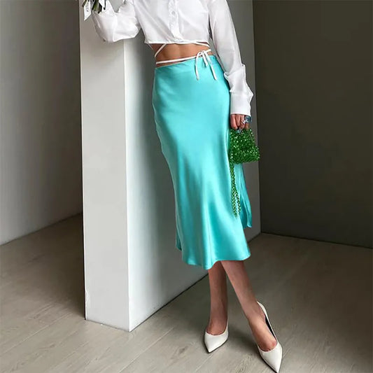 Heather Elegant Satin Maxi Skirt - Nxt Moda