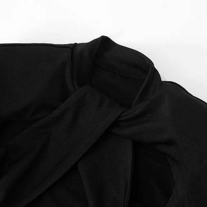 Sexy Women Low Cut Out Elegant Black Mini Wrap Dress