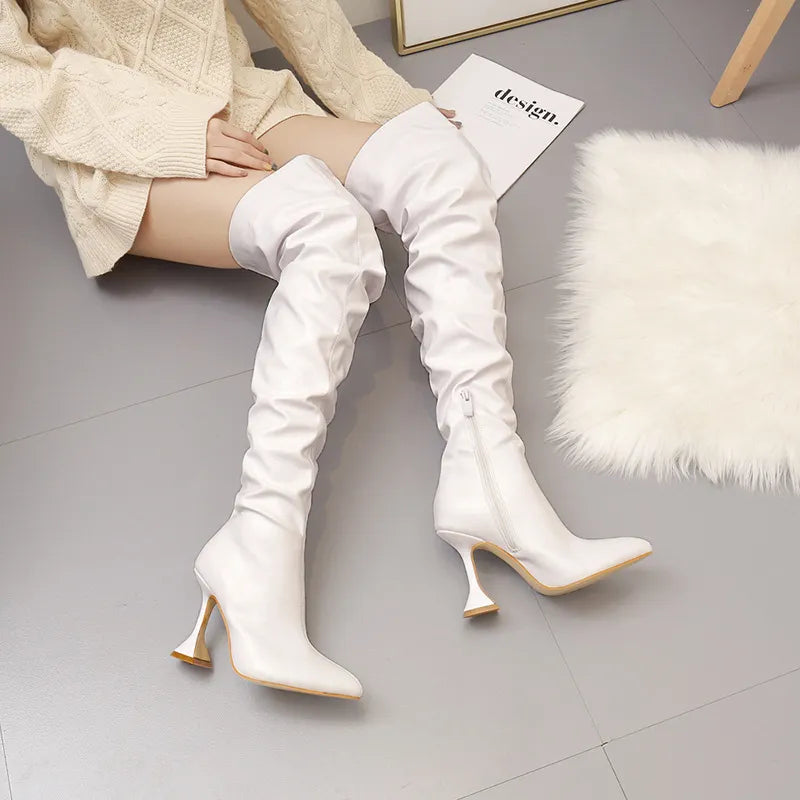 Thigh High Square Stiletto Boots - Nxt Moda