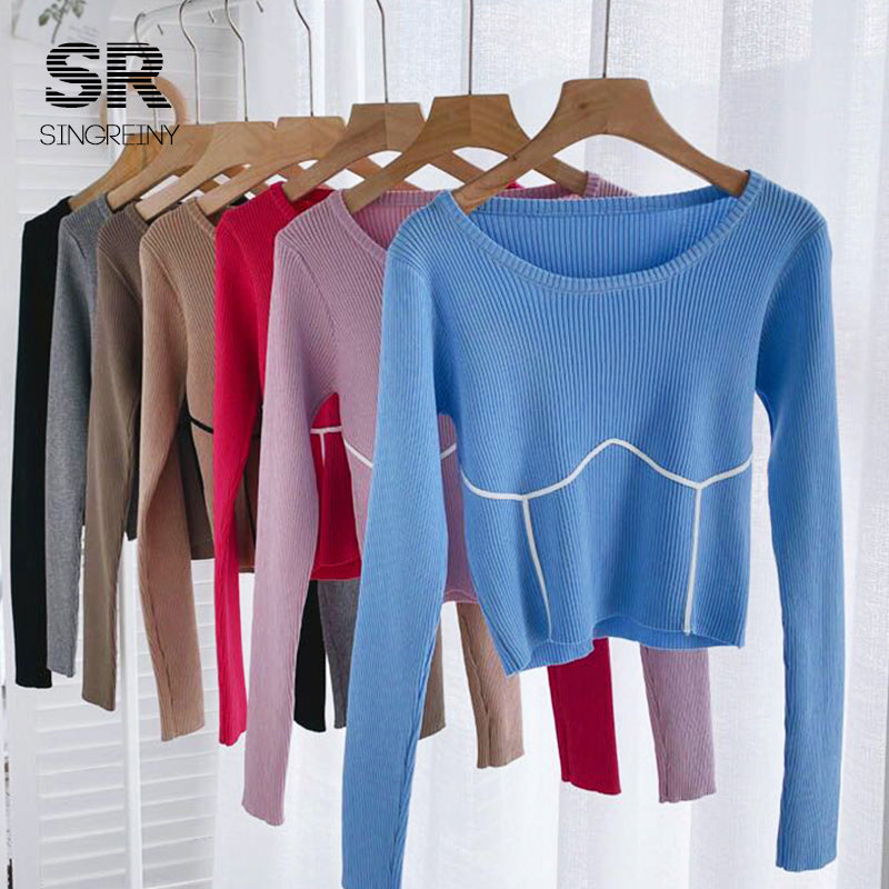 SINGREINY Women Knitted Scoop Neck Sweater - Nxt Moda