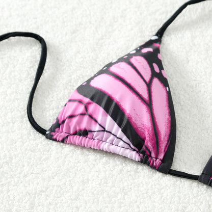 Butterfly Print Halter Bikini Set - Nxt Moda