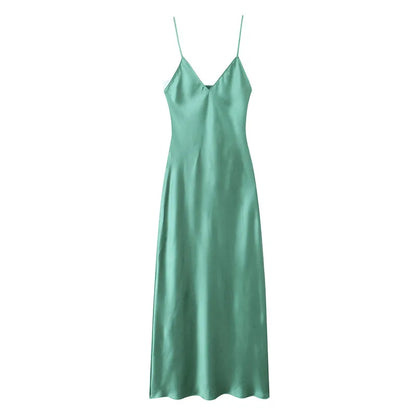 Jade Green Satin Dress - Nxt Moda