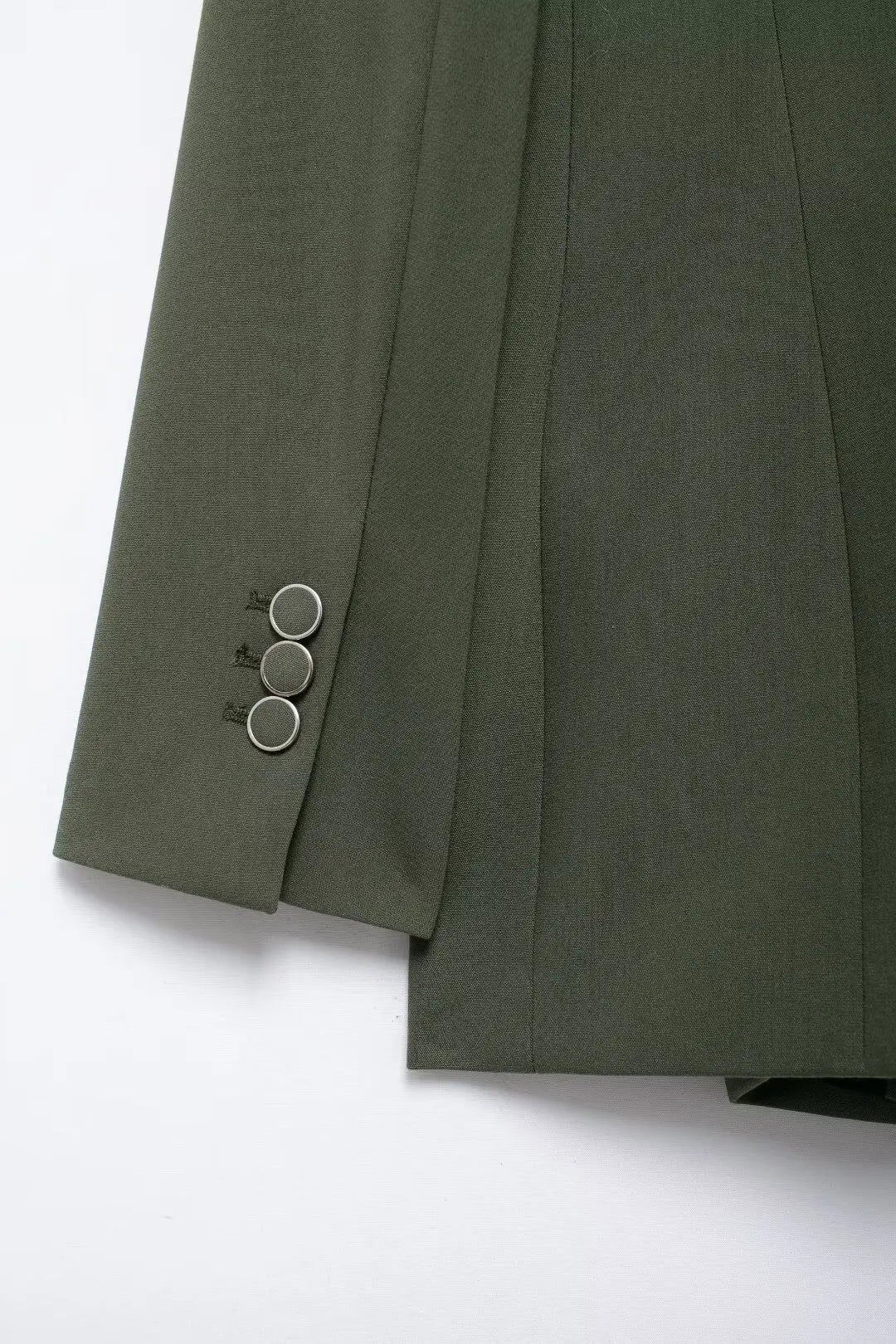 Olive 2-Piece Double-Breasted Blazer and Straight Pants Set