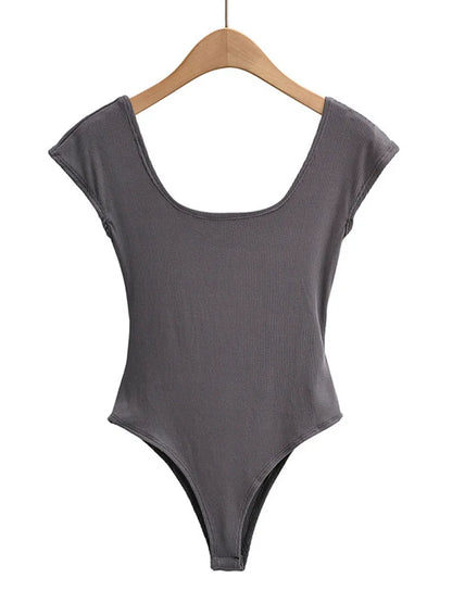 Casual Basic Backless Bodysuit - Nxt Moda