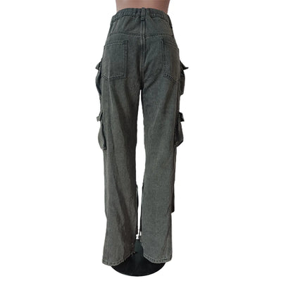 Women's Vintage Cargo Jeans Wide Leg Denim Pants