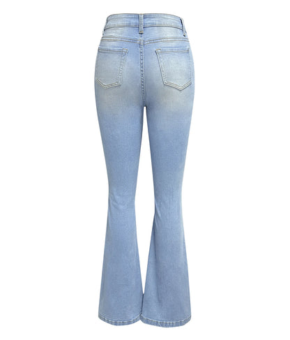 Women's High Waist Flare Jeans with Holes Y2K Denim Trousers