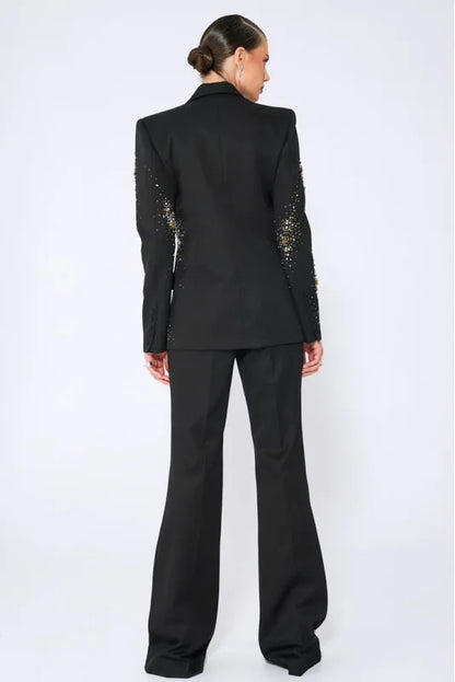 Luxury Embroidered Blazer and Bell Bottom Pants 2-Piece Set