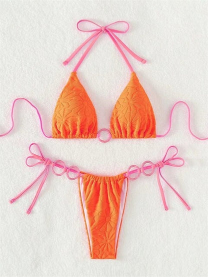 Sexy Triangle Contrast Ring Bikini Set - Nxt Moda