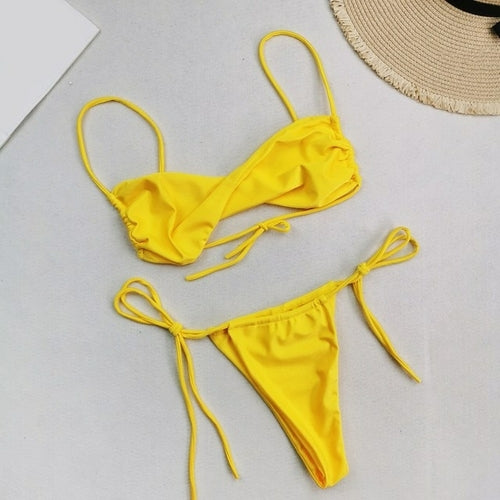 Women Solid Color Low Waist Bikini Set - Nxt Moda