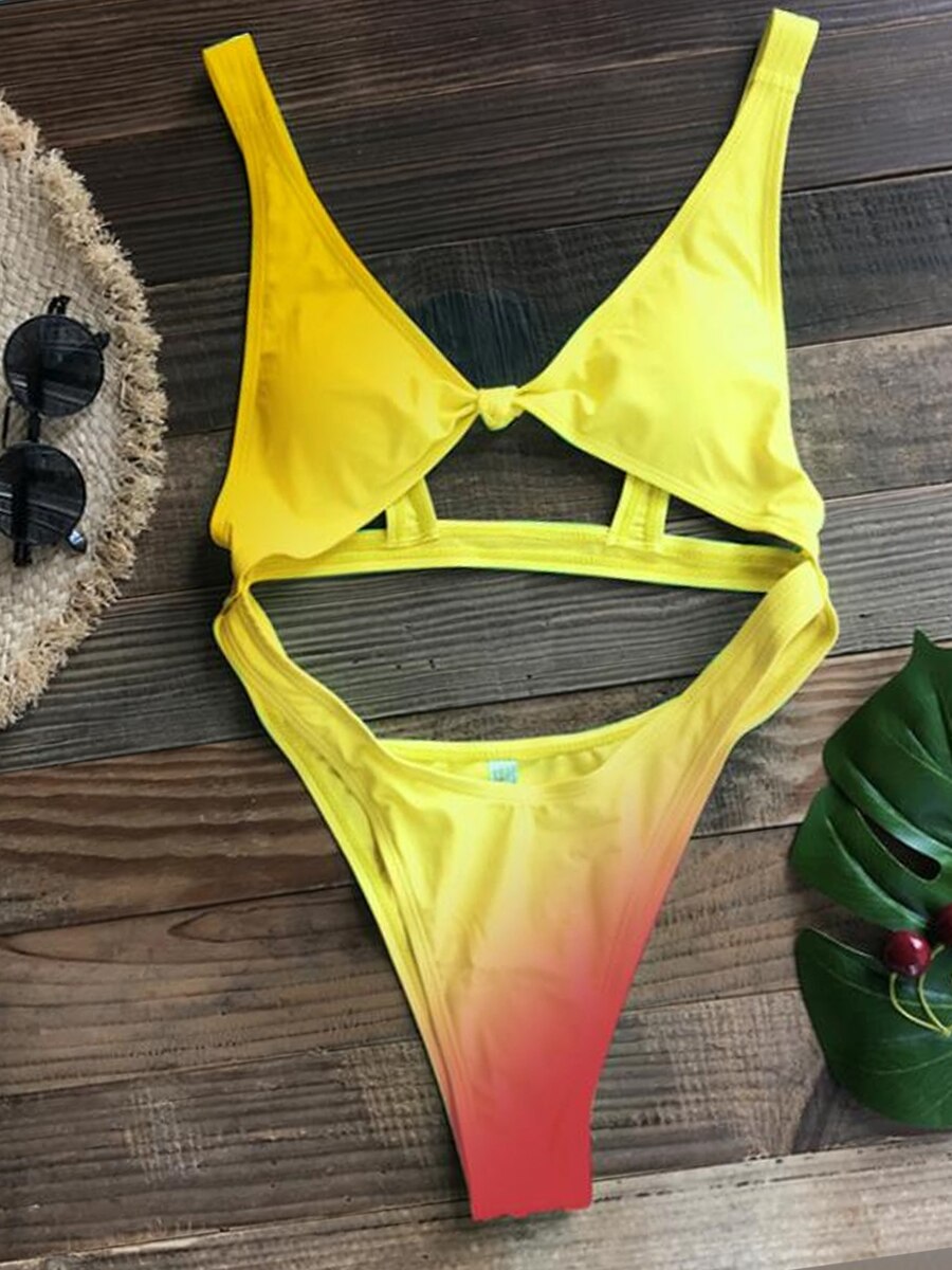 One Piece Sexy Strape Gradient Monokini - Nxt Moda