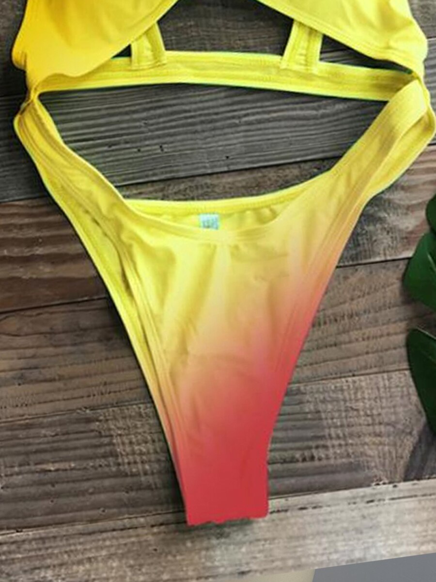 One Piece Sexy Strape Gradient Monokini - Nxt Moda