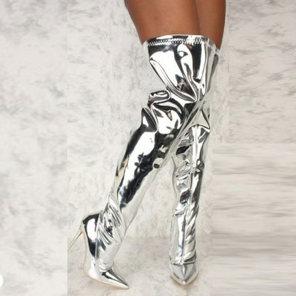 Mirror Thigh High Boots - Nxt Moda