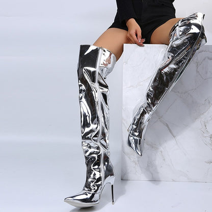 Mirror Thigh High Boots - Nxt Moda