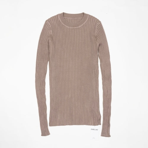 Women Sweater Pullover Basic Rib Sweater - Nxt Moda