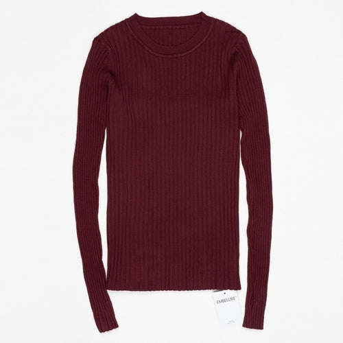 Women Sweater Pullover Basic Rib Sweater - Nxt Moda