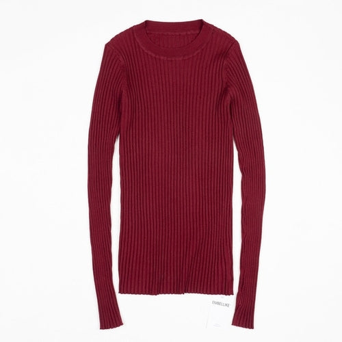 Women Sweater Pullover Basic Rib Sweater - Nxt Moda