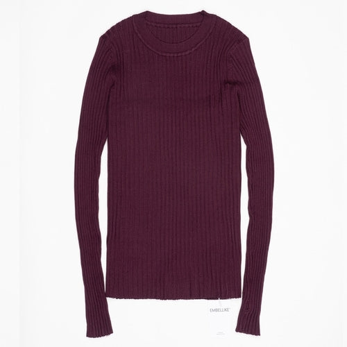 Women Sweater Pullover Basic Rib Sweater - Nxt Moda