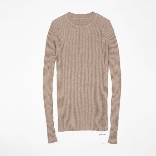 Women Sweater Pullover Basic Rib Sweater - Nxt Moda