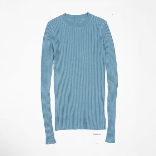 Women Sweater Pullover Basic Rib Sweater - Nxt Moda