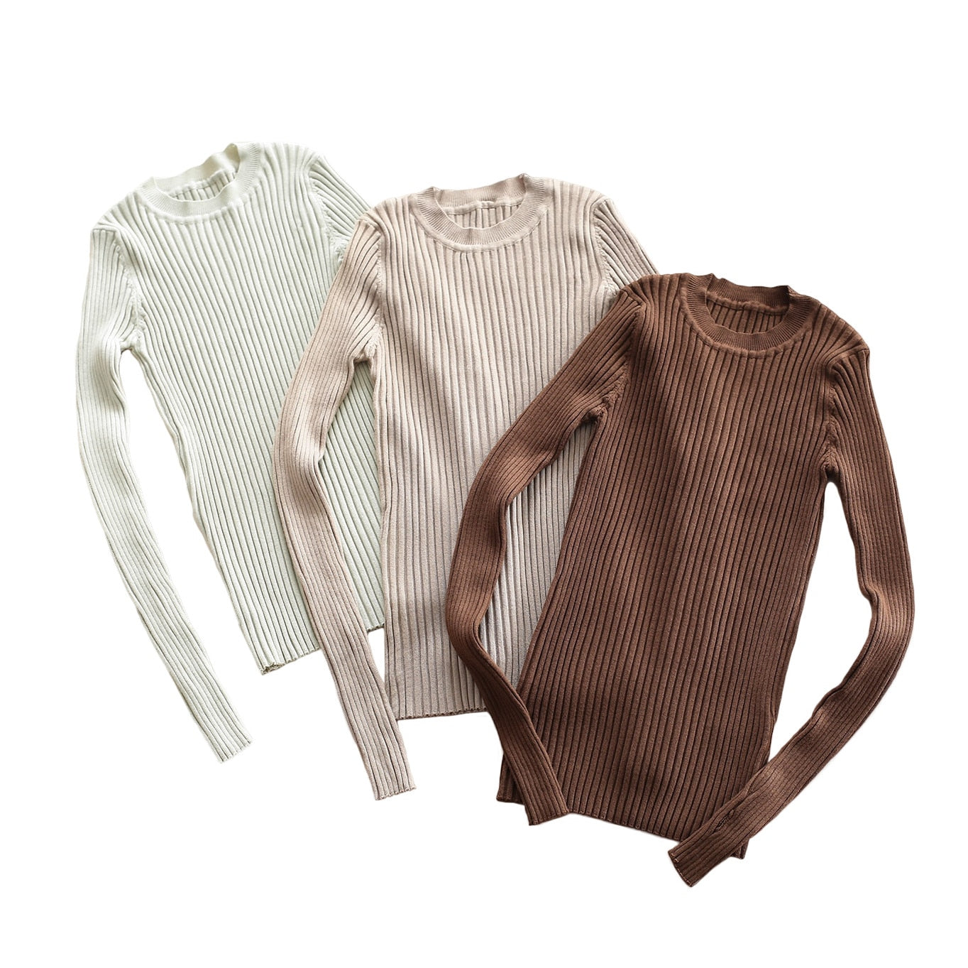 Women Sweater Pullover Basic Rib Sweater - Nxt Moda