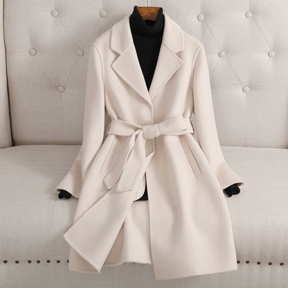 Women Wool Coat With Belt - Nxt Moda